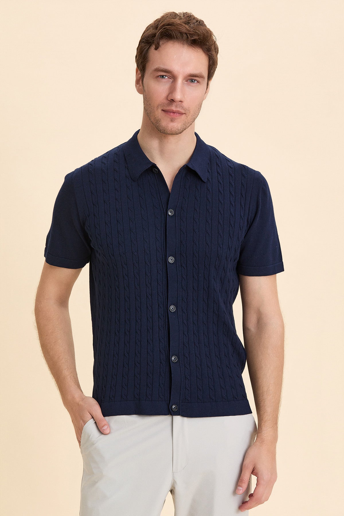 Navy Blue Polo Knitwear
