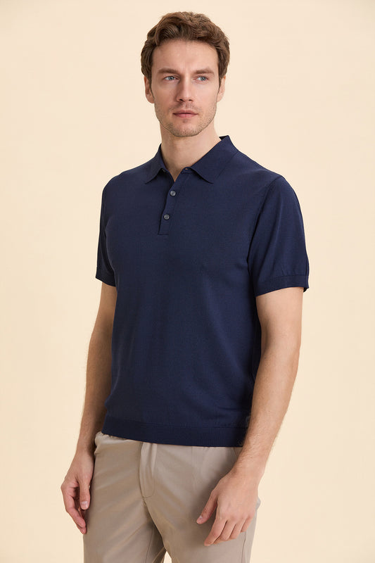 Navy Blue Polo Knitwear