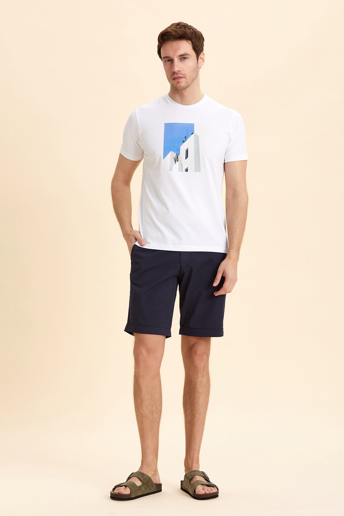 White Crew Neck Printed T-Shirt