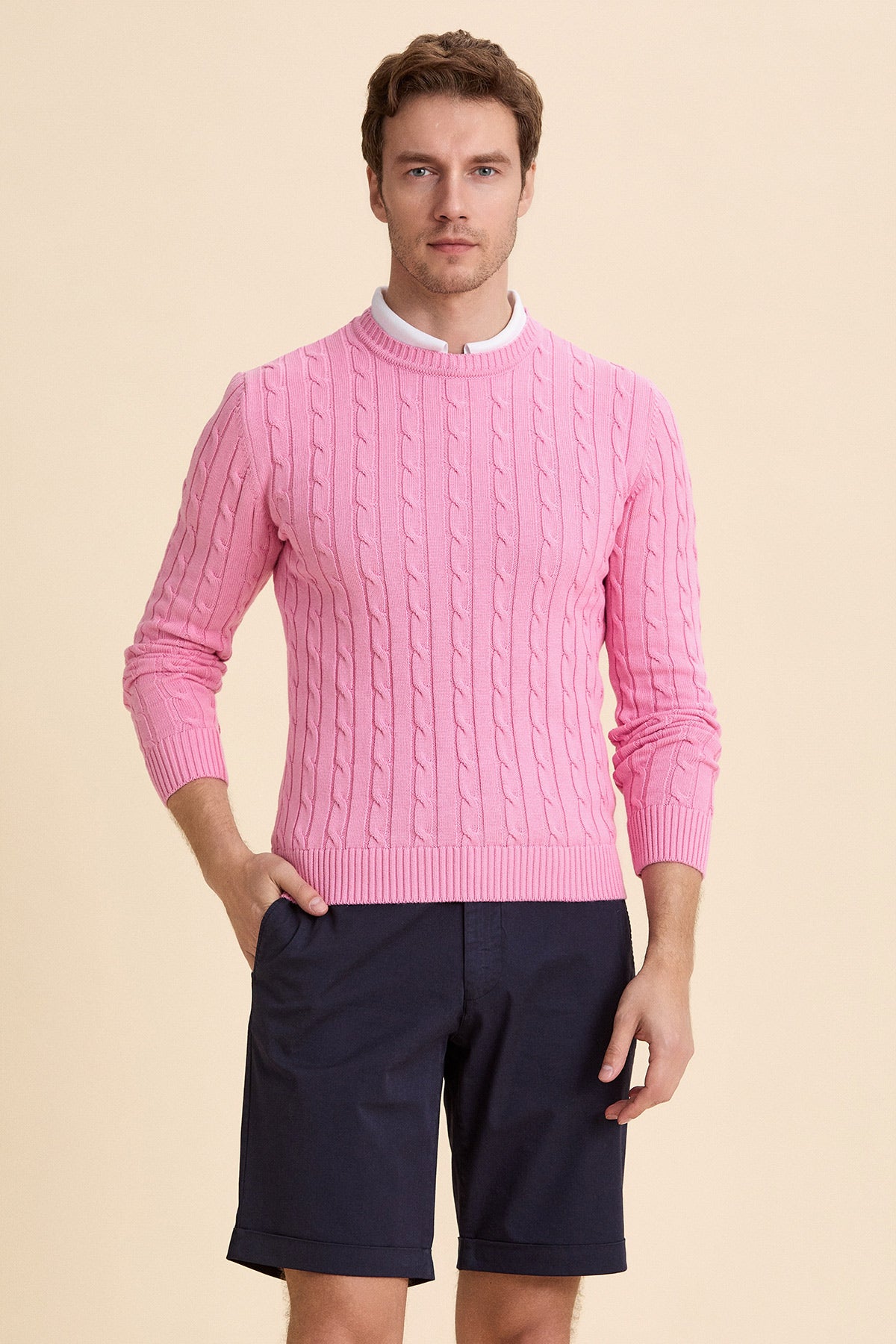 Pink Hair Knit Crew Neck Knitwear