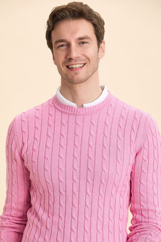 Pink Hair Knit Crew Neck Knitwear