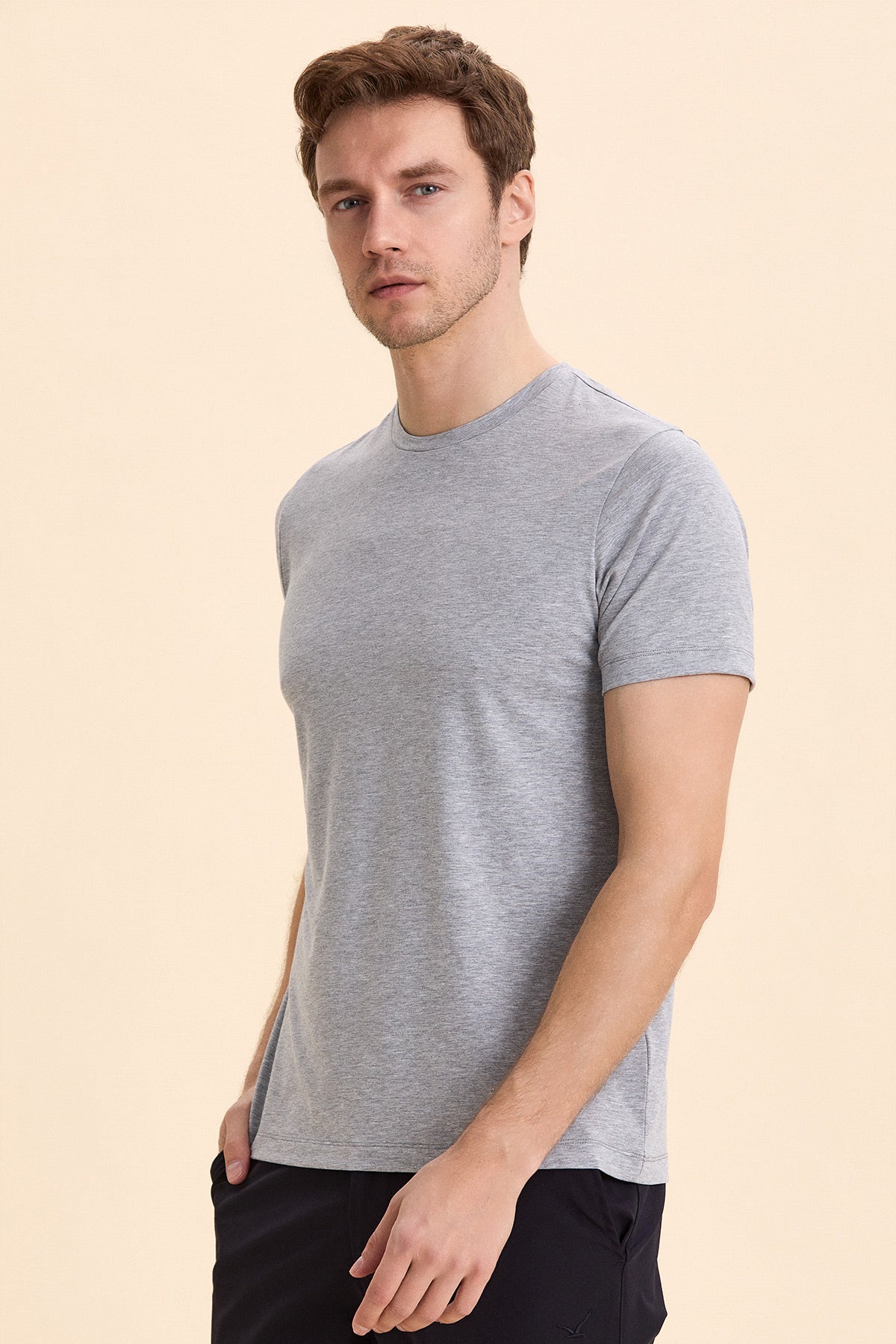 Gray Melange Basic T-Shirt