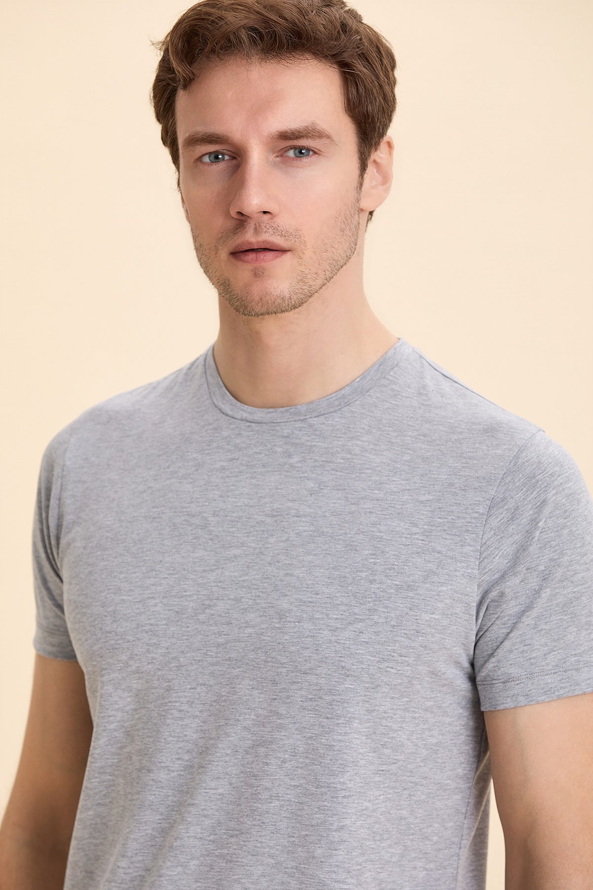 Gray Melange Basic T-Shirt