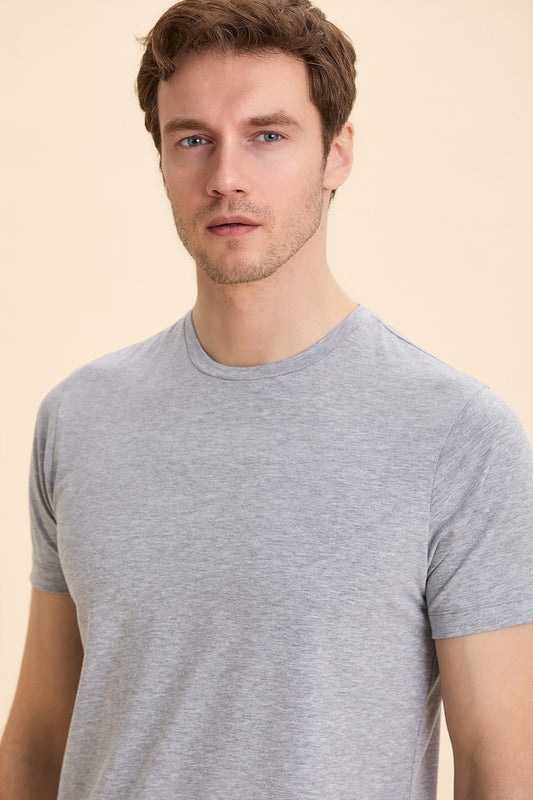 Gray Melange Basic T-Shirt