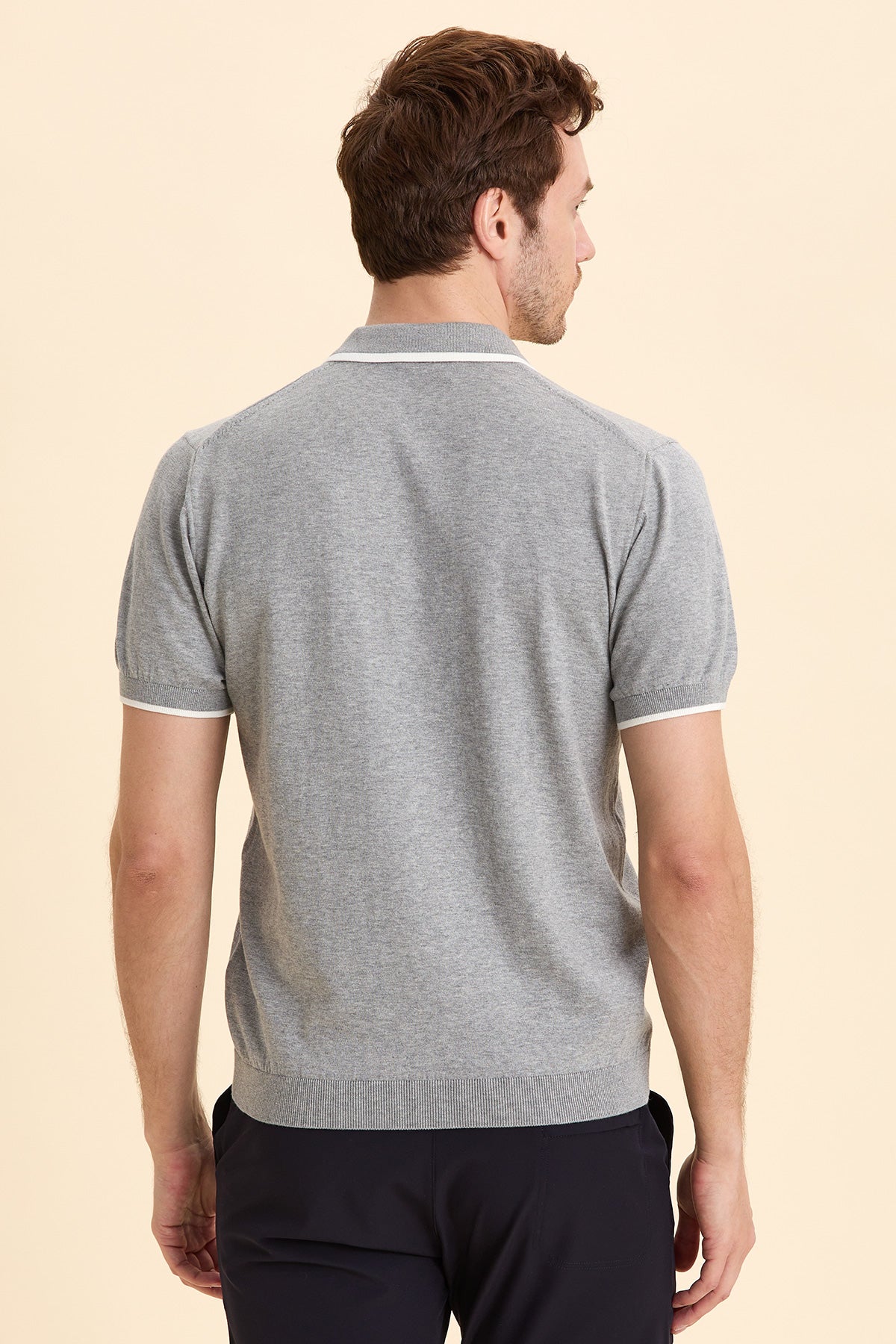 Gray Melange Polo Knitwear