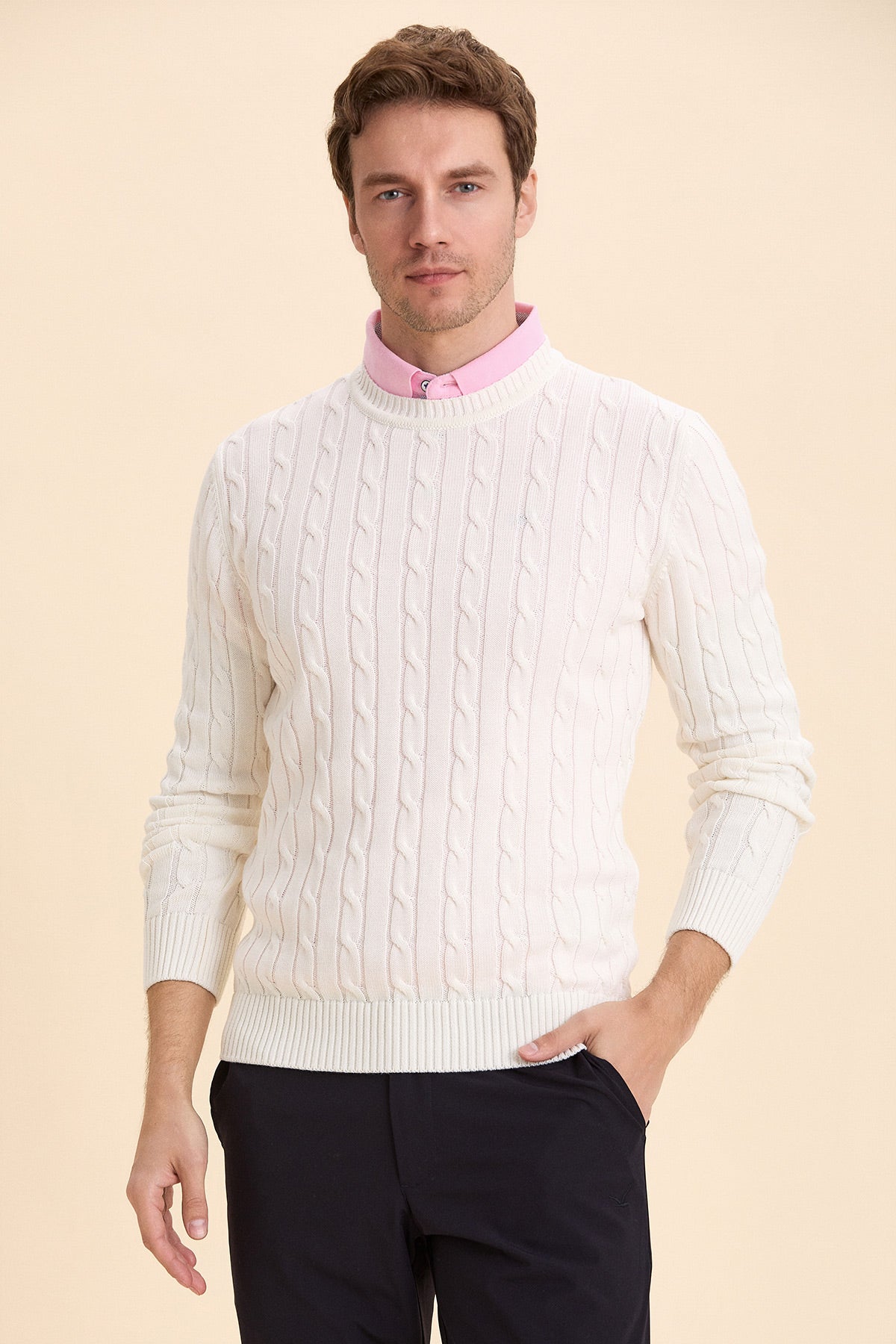 Off-White Hair Knit Crew Neck Knitwear