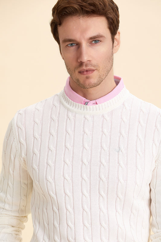 Off-White Hair Knit Crew Neck Knitwear