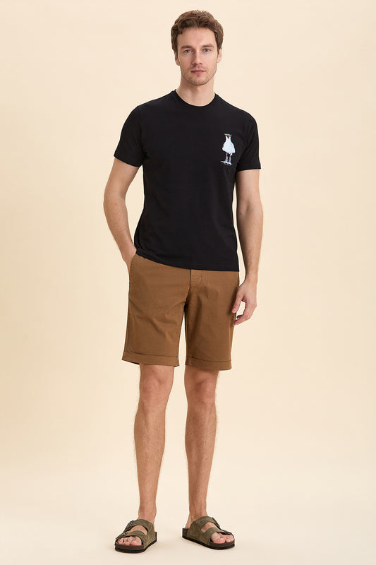 Black Seagull Printed T-Shirt
