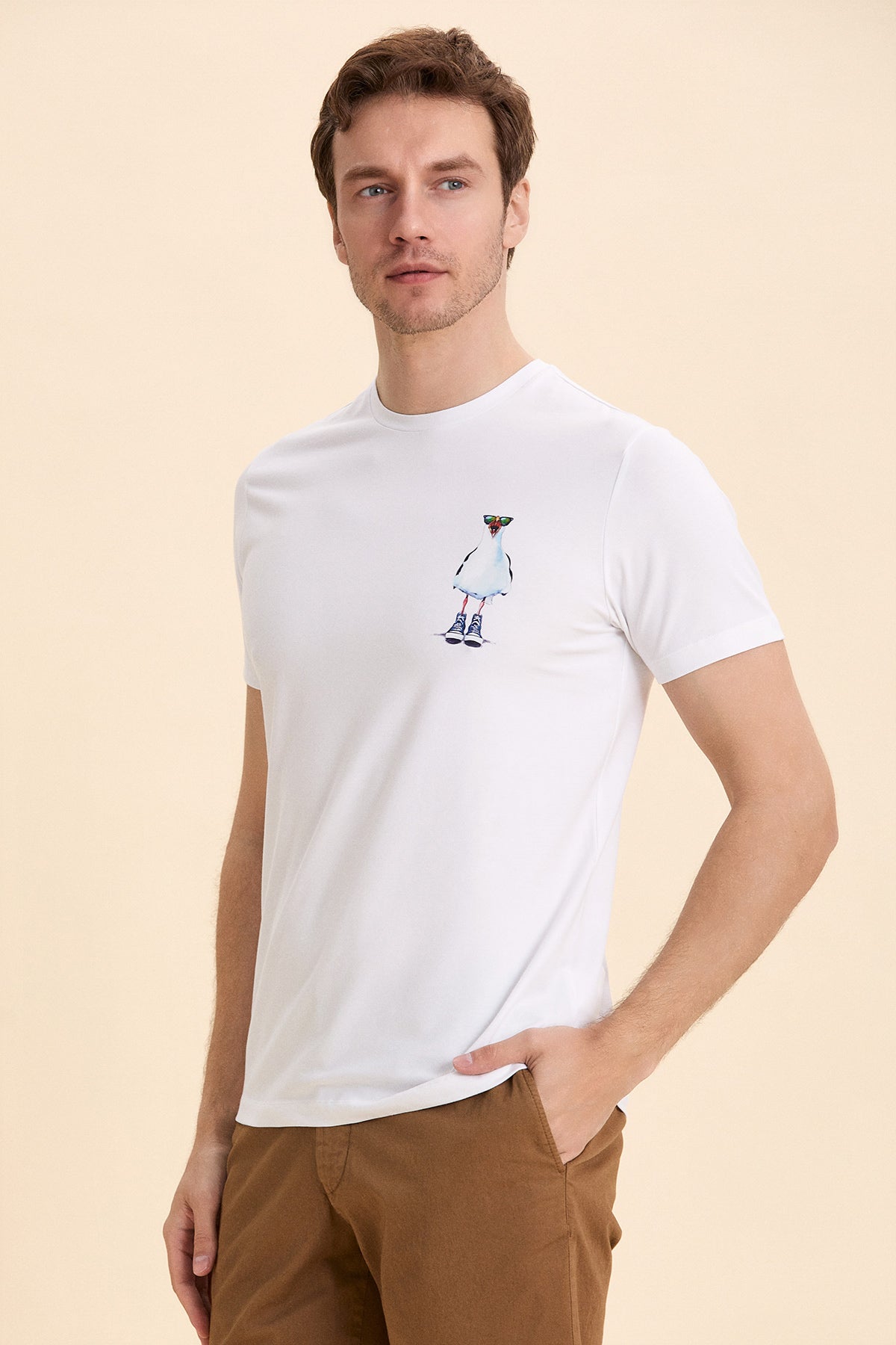 White Seagull Printed T-Shirt