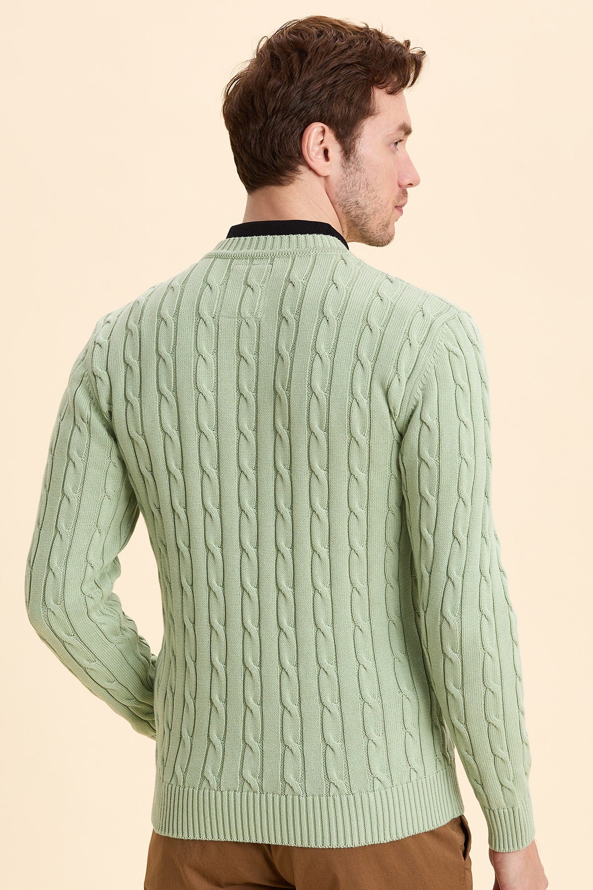 Light Green Hair Knitted Crew Neck Knitwear