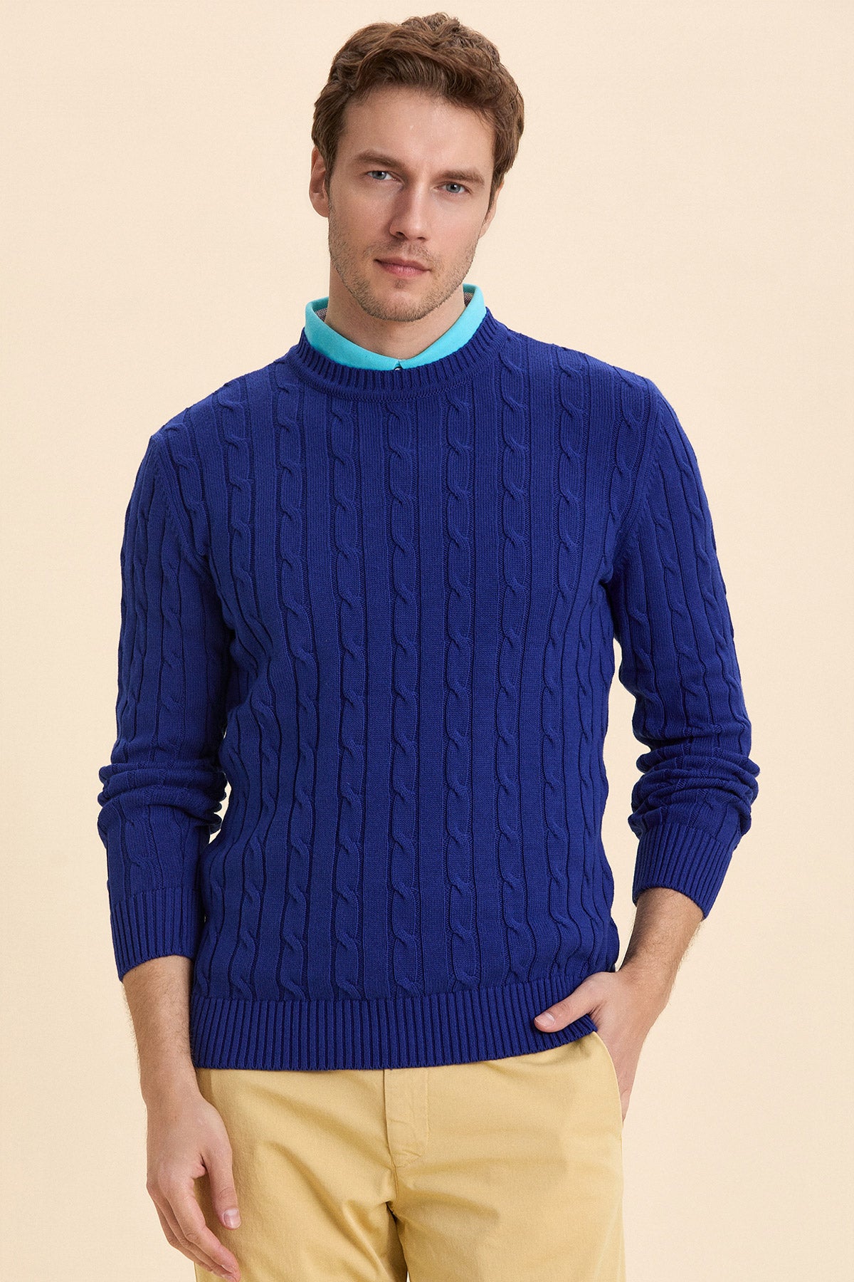 Blue Hair Knit Crew Neck Knitwear