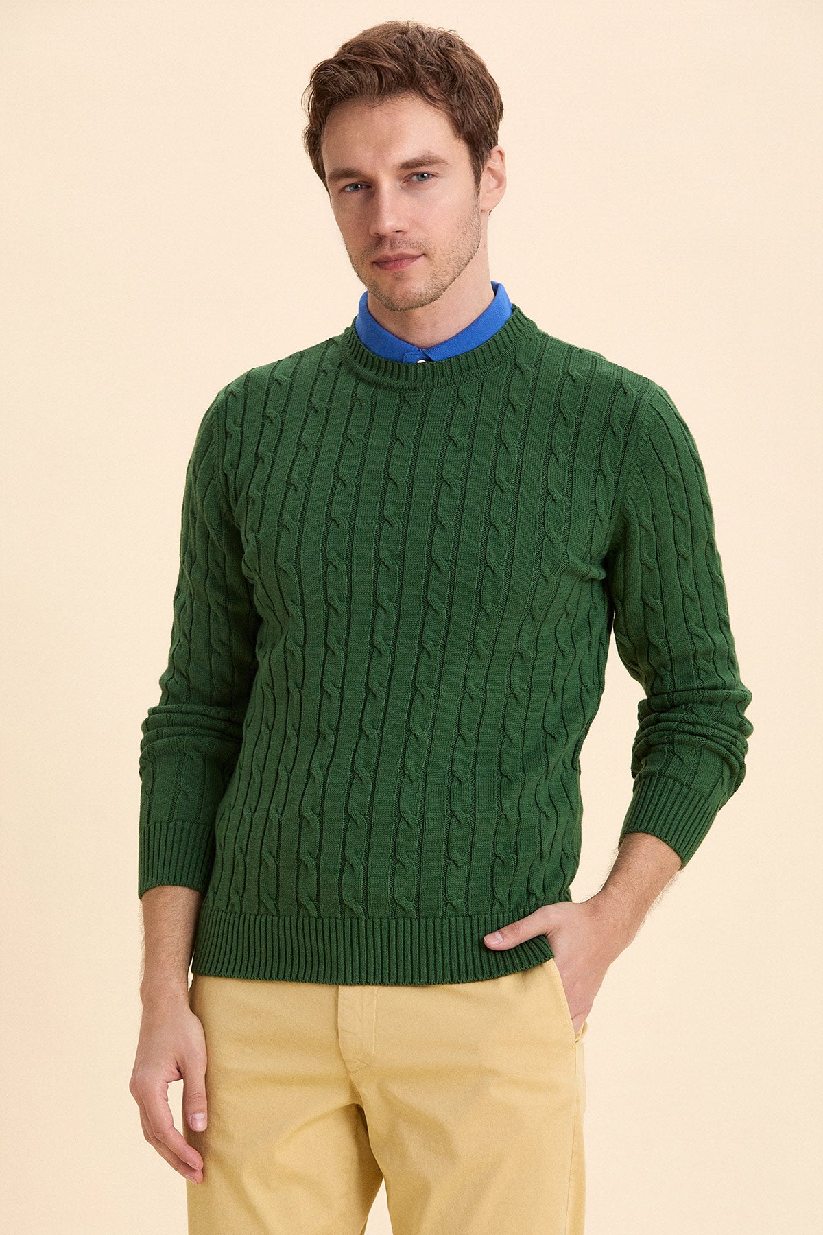 Green Hair Knitted Crew Neck Knitwear