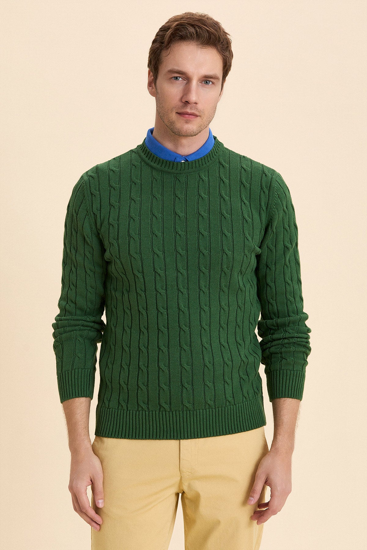 Green Hair Knitted Crew Neck Knitwear