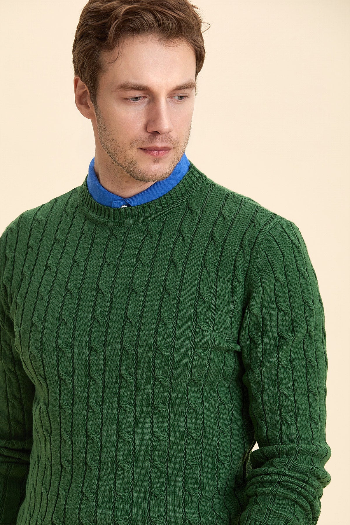 Green Hair Knitted Crew Neck Knitwear