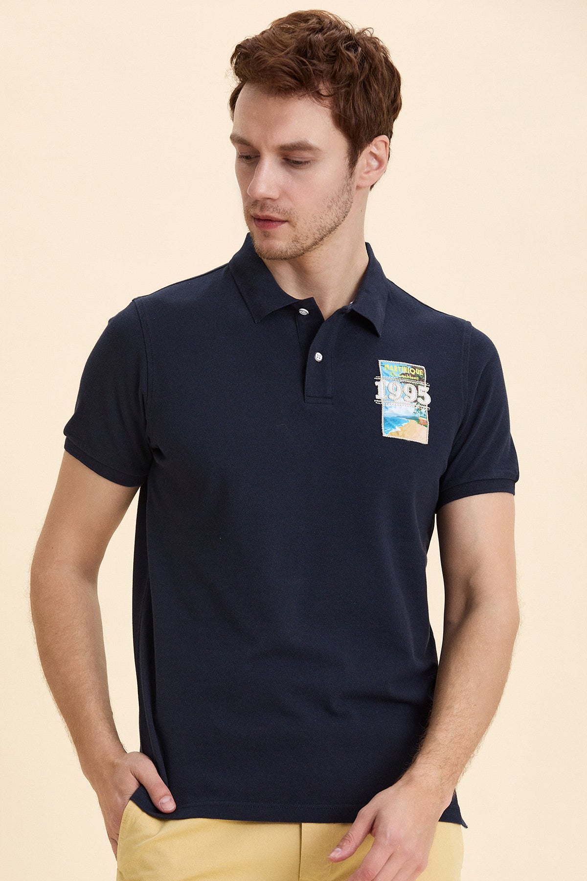 Navy Blue 100% Cotton Polo T-Shirt