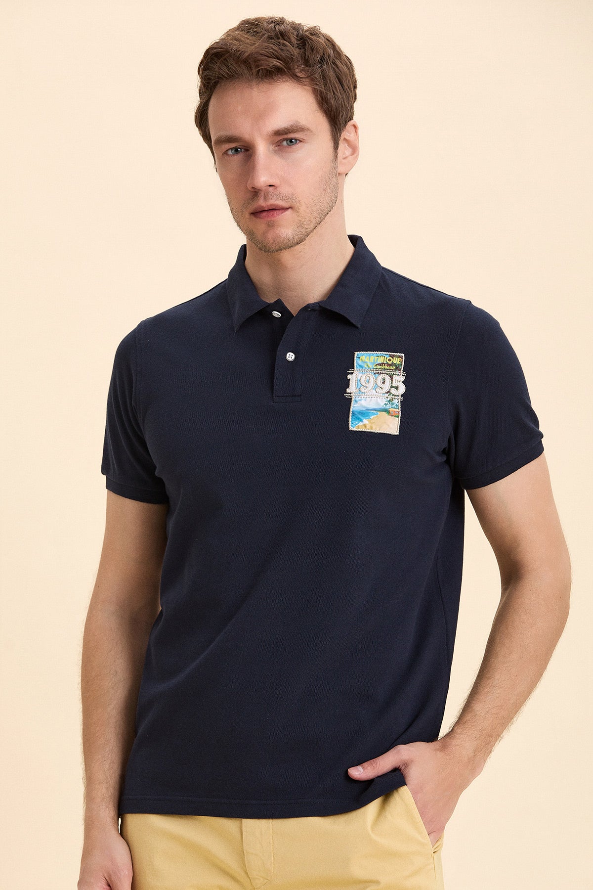 Navy Blue 100% Cotton Polo T-Shirt