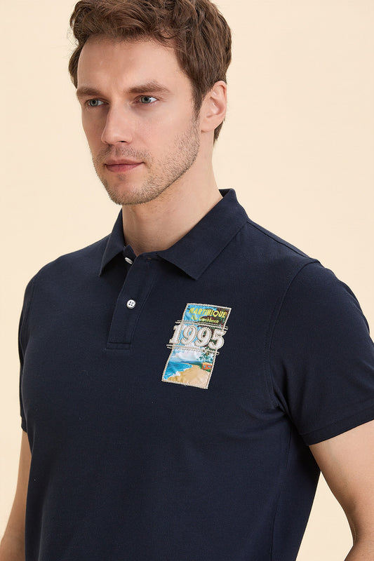 Navy Blue 100% Cotton Polo T-Shirt