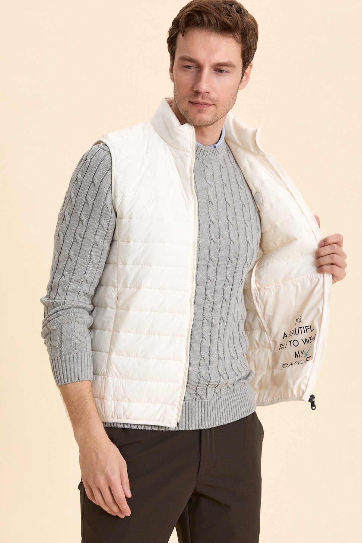 Light Beige Puffer Vest
