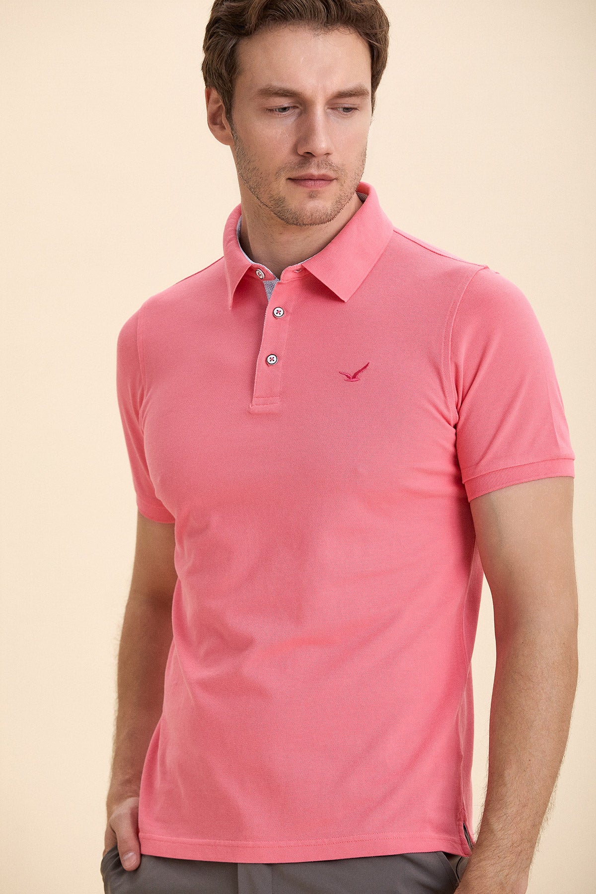 Polo T-Shirt with Coral Logo