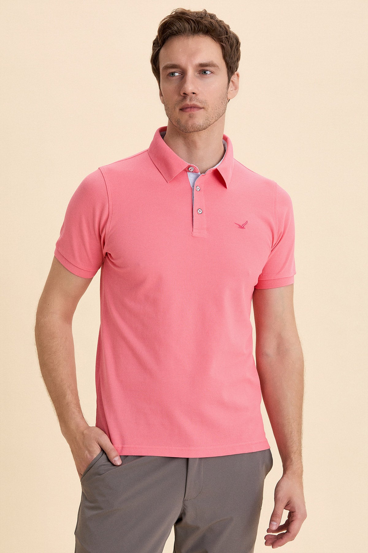 Polo T-Shirt with Coral Logo