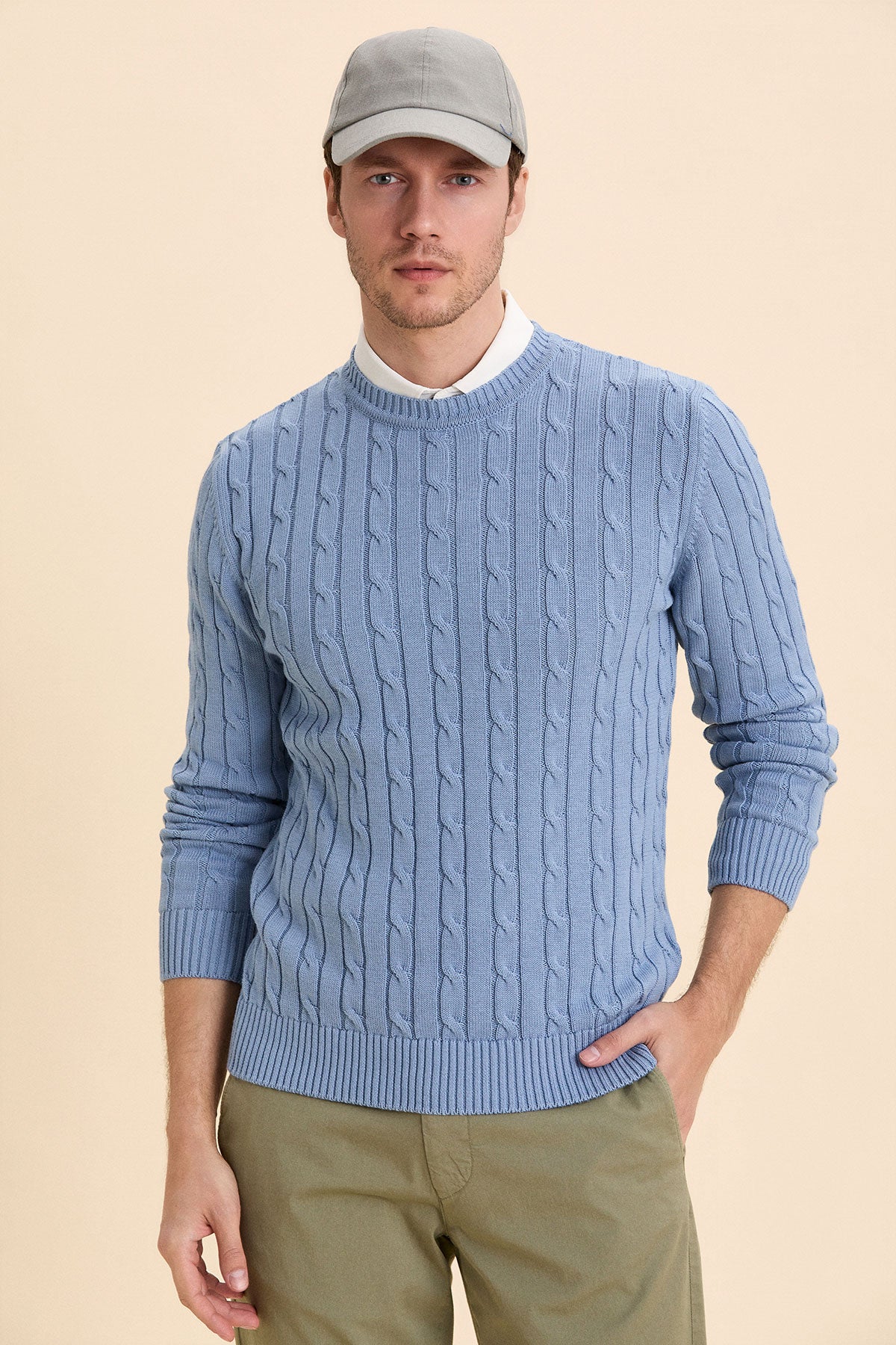 Blue Hair Knit Crew Neck Knitwear