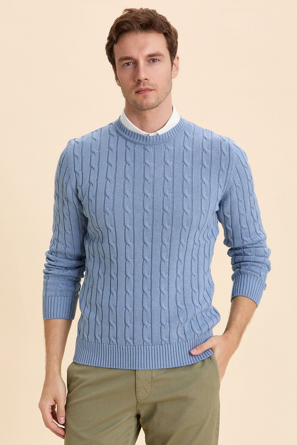 Blue Hair Knit Crew Neck Knitwear