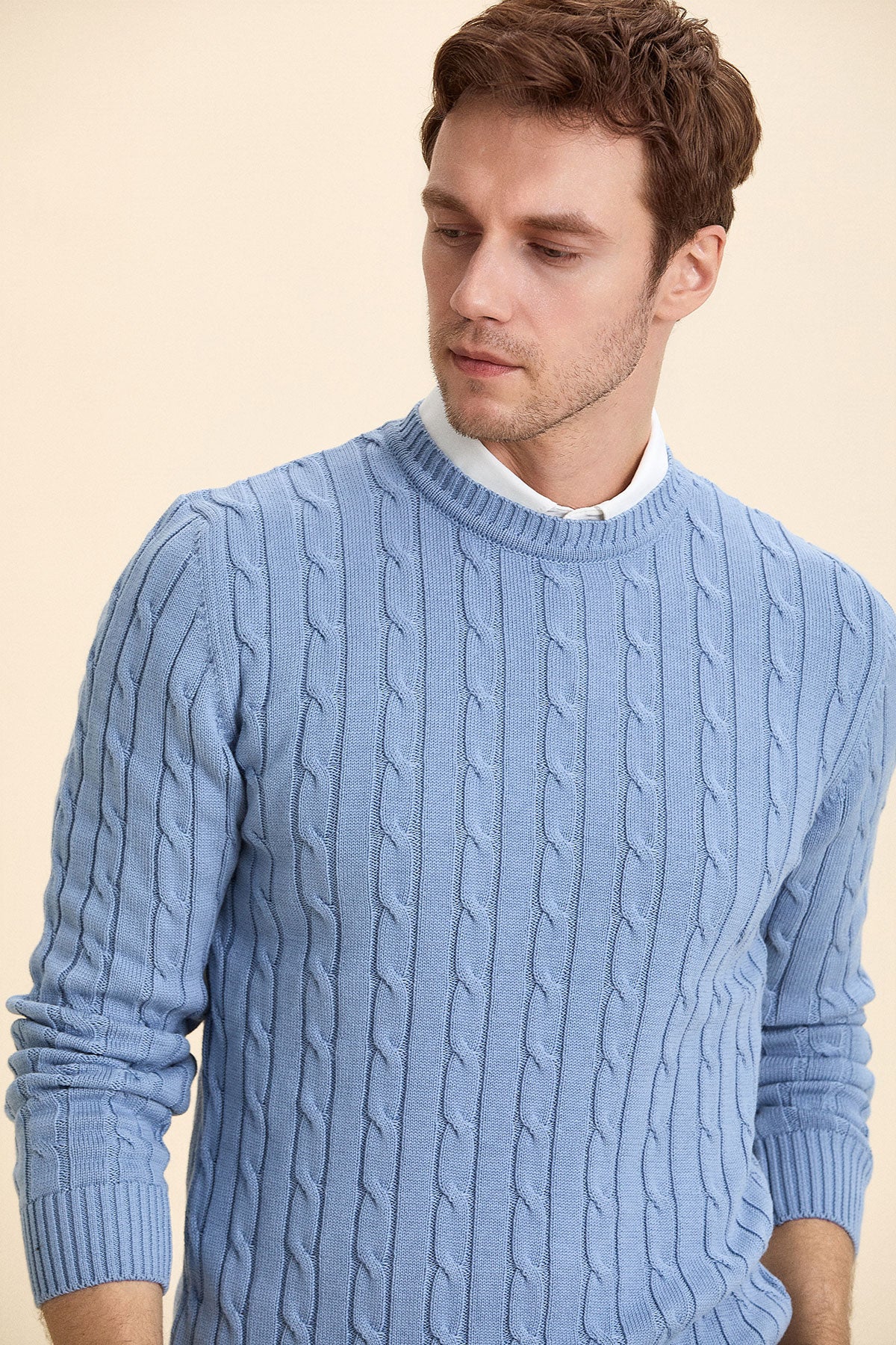 Blue Hair Knit Crew Neck Knitwear