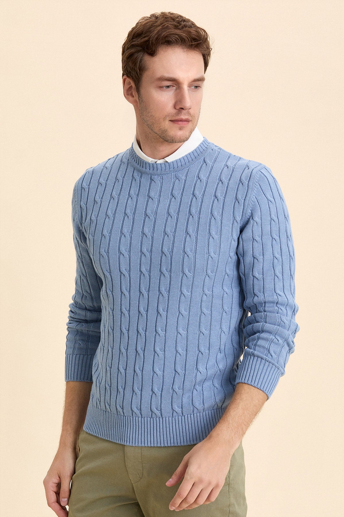 Blue Hair Knit Crew Neck Knitwear