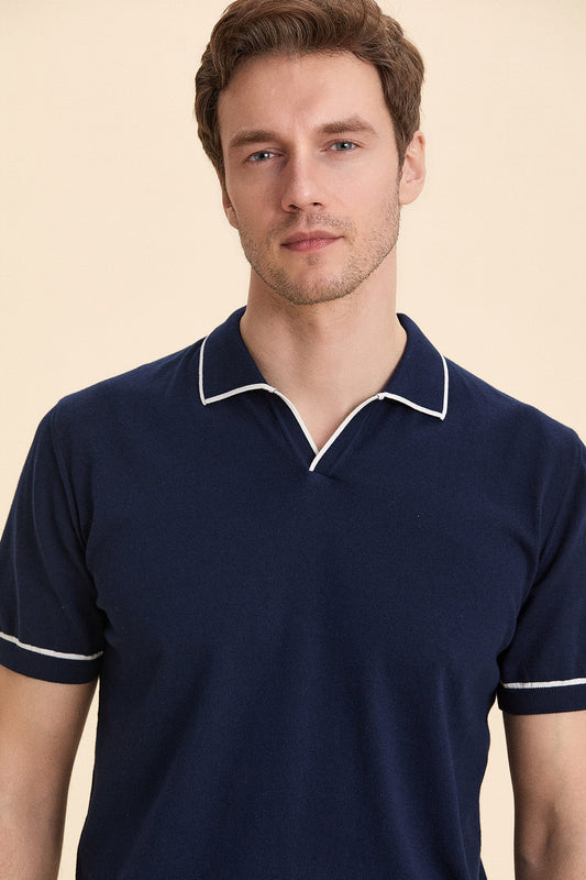 Navy Blue Polo Knitwear