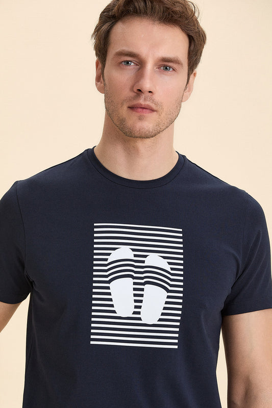 Navy Blue Printed T-Shirt