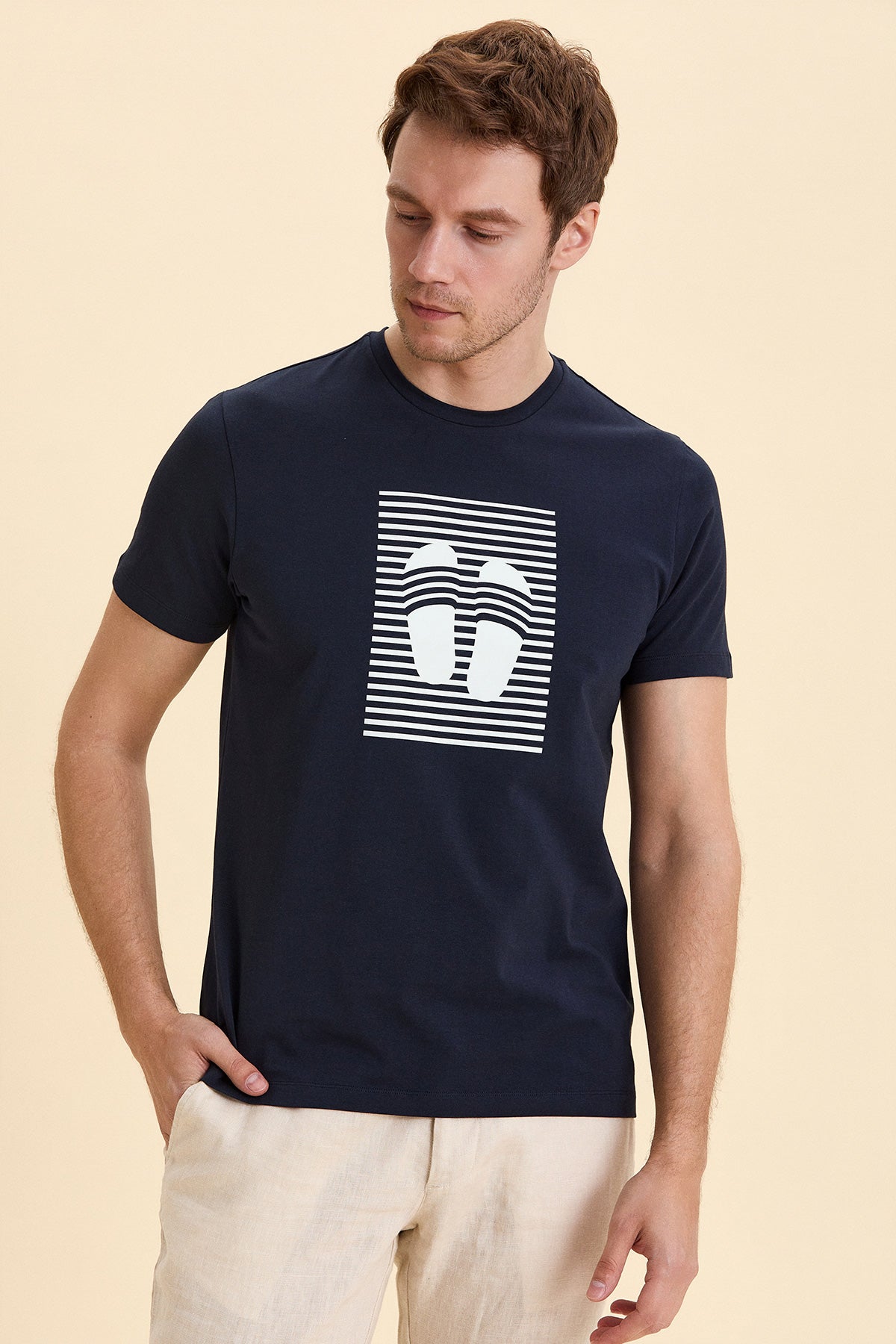 Navy Blue Printed T-Shirt